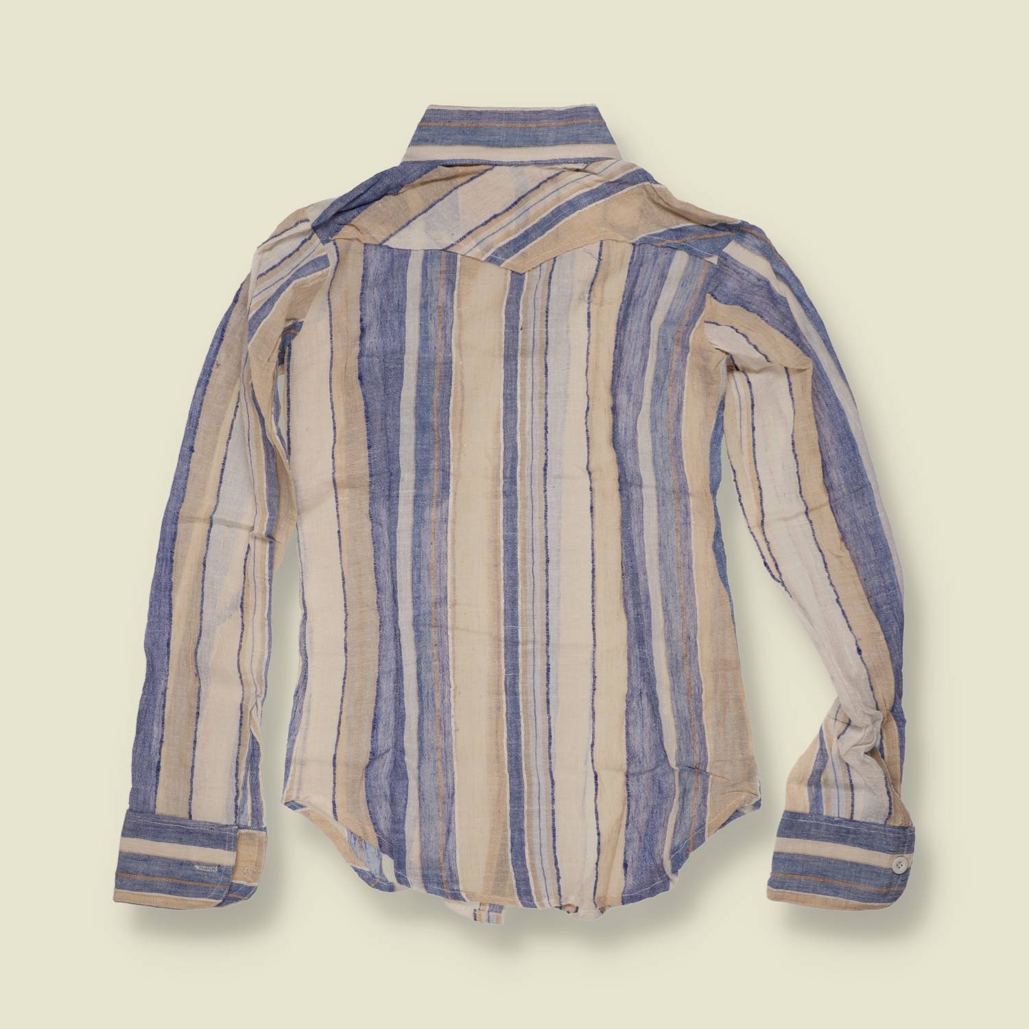 1970s | Striped Cotton Blouse - Deadstock - 4