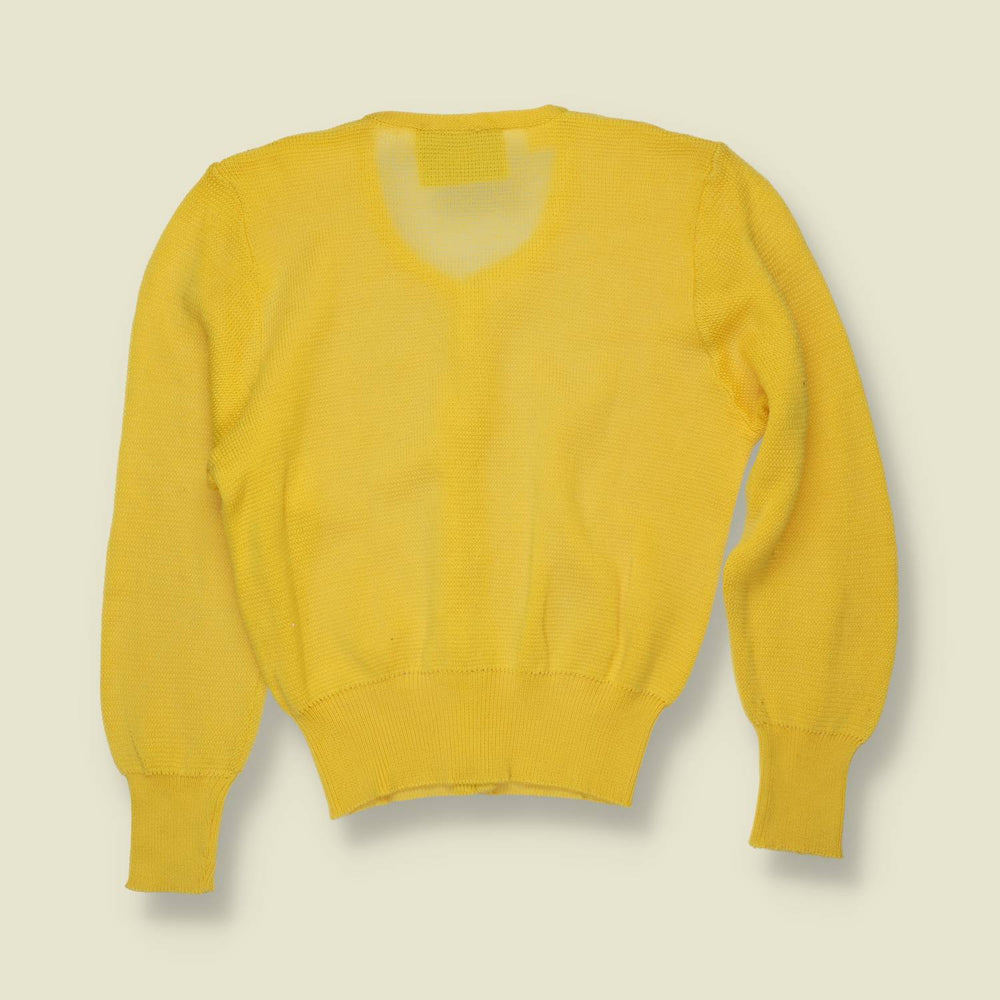 1970s | Deviblu by Vidi | Yellow Cotton Knit Cardigan - 8