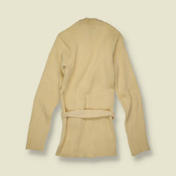 1970s | Modern Style | Cream Ribbed Knit Belted Jumper - Deadstock - 2