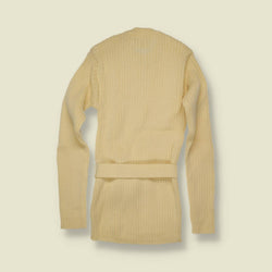 1970s | Modern Style | Cream Ribbed Knit Belted Jumper - Deadstock - 2