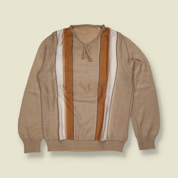 1970s | Stripe Panel Knit Jumper - Camel - 12