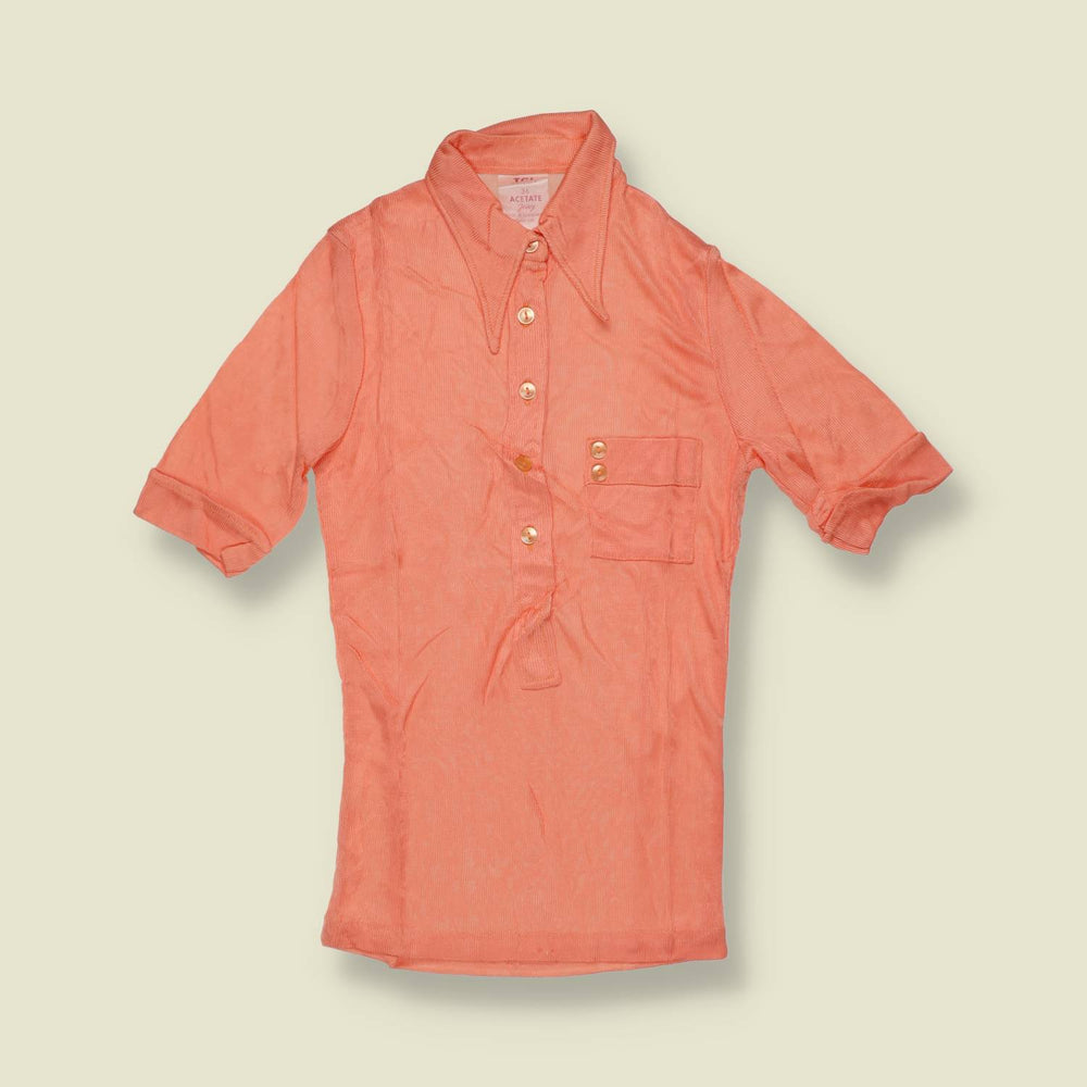 1970s | TGL | Peach Acetate Blouse - 2