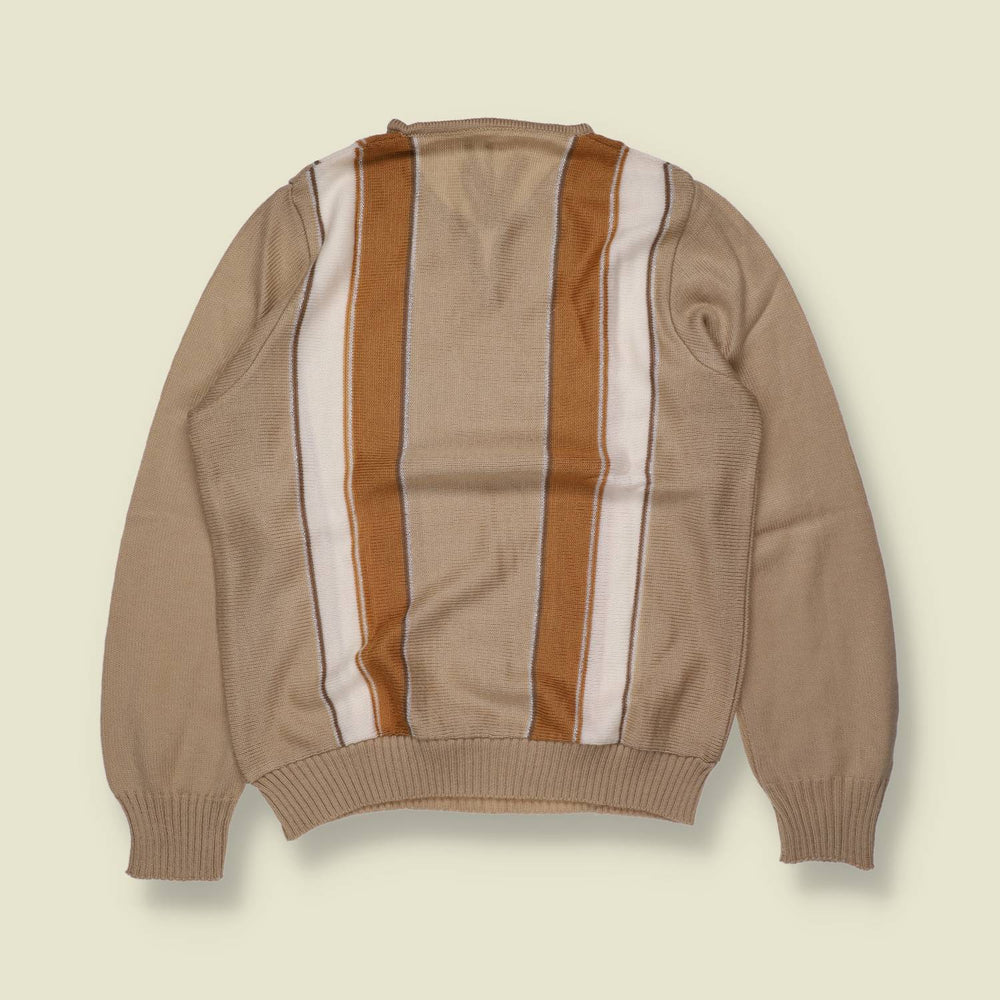 1970s | Stripe Panel Knit Jumper - Camel - 12