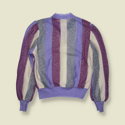 1970s | Stripe Lace Knit Jumper - Lilac - 10