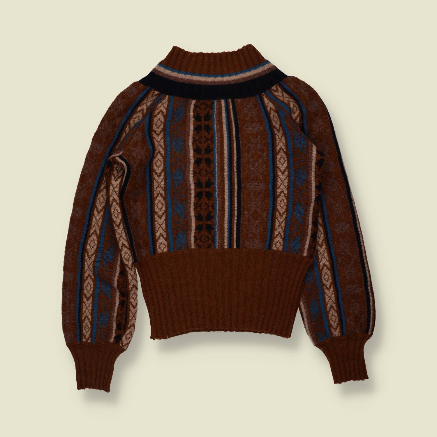 1970s | Renork | Nordic Stripe Knit Jumper - Brown - 8