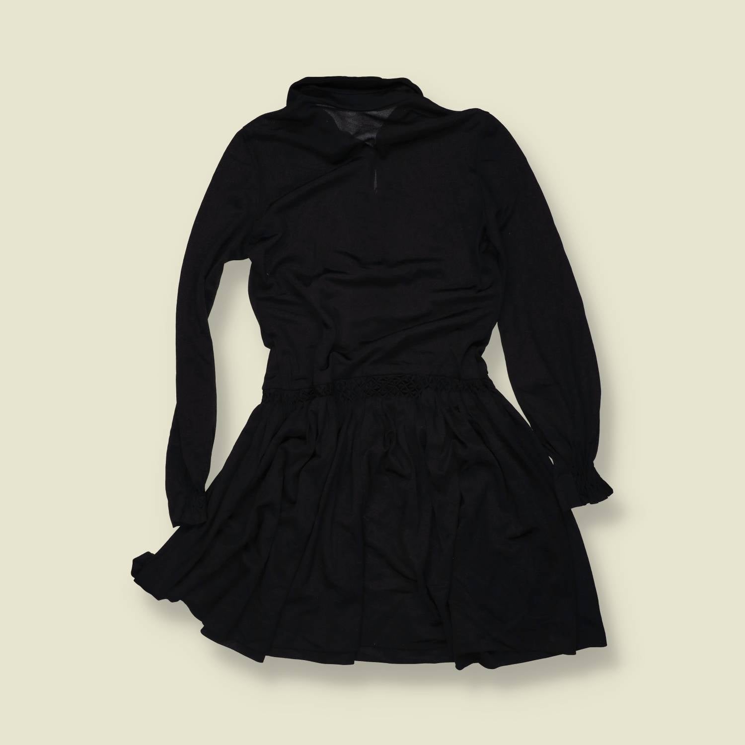 1990s | Drop-Waist Shirt Dress - Black - 6