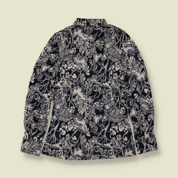 1970s | TGL | Black and White Floral Print Blouse - 6