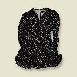 1990s | Polka Dot Mini Dress - Black - 4