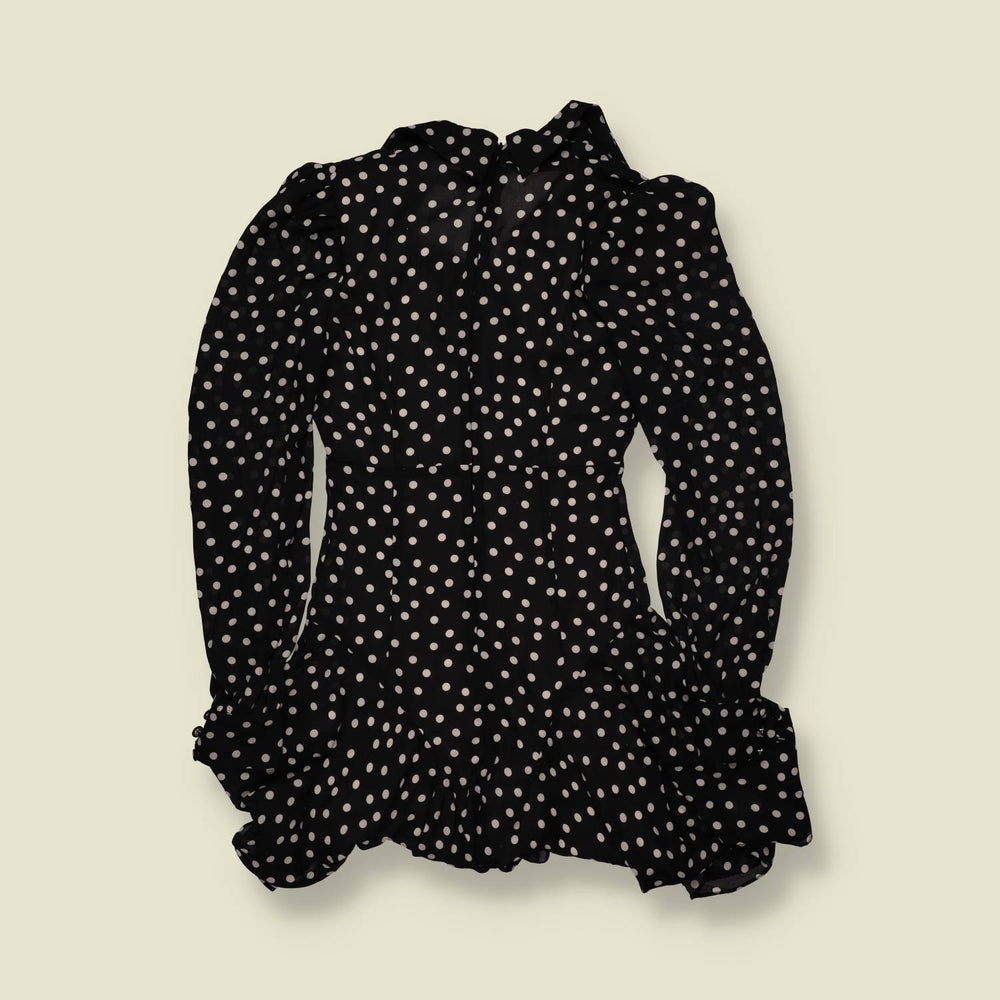1990s | Polka Dot Mini Dress - Black - 4