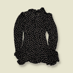 1990s | Polka Dot Mini Dress - Black - 4