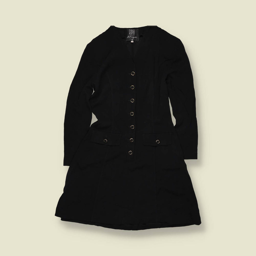 1990s | RPH Bologna | Drop-Waist Mini Dress - Black - 10