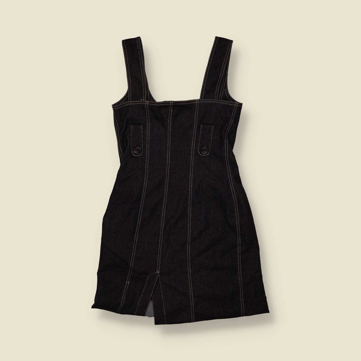 Y2K | Denim Pinafore Mini Dress - Black - 6