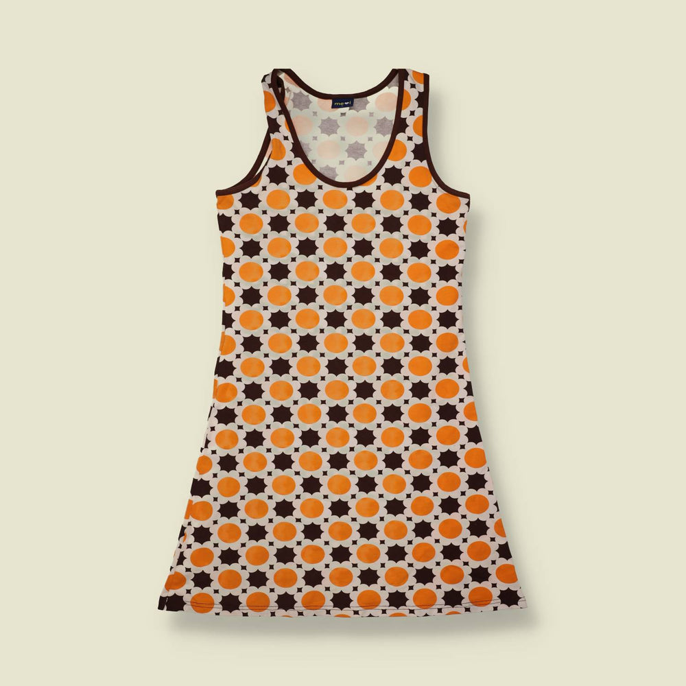 1990s | Me | Geometric Print Mini Dress - Orange - 6