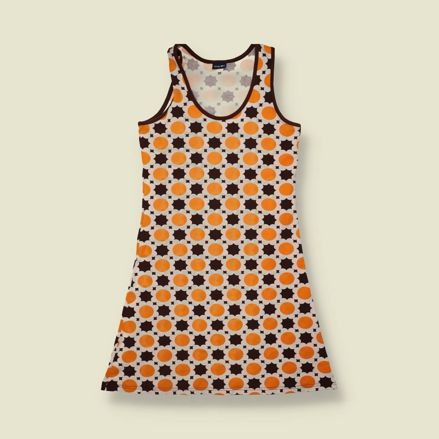 1990s | Me | Geometric Print Mini Dress - Orange - 6