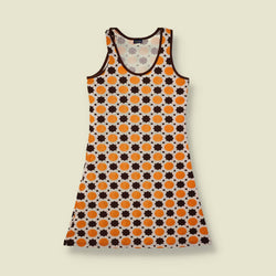 1990s | Me | Geometric Print Mini Dress - Orange - 6