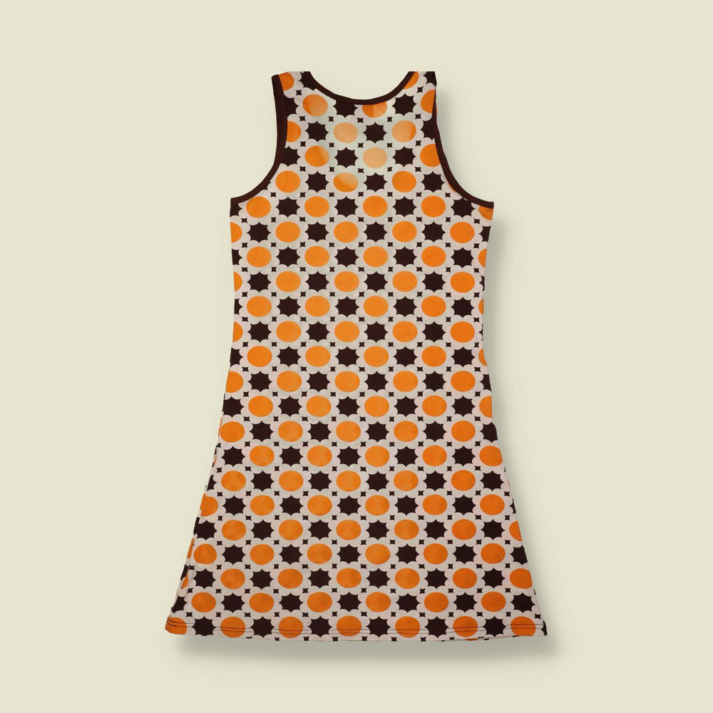1990s | Me | Geometric Print Mini Dress - Orange - 6