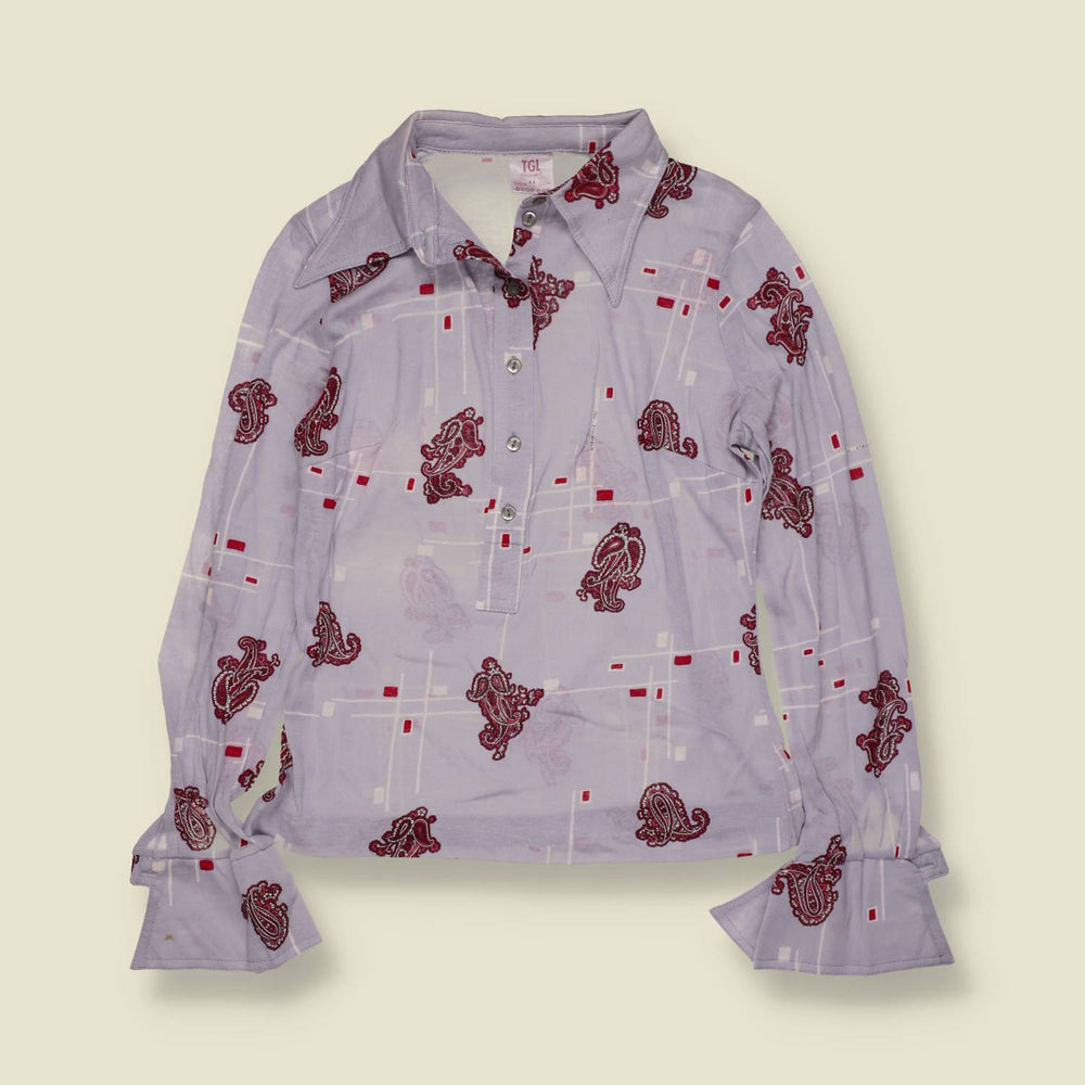 1970s | TGL | Paisley Print Blouse - Lilac - 8
