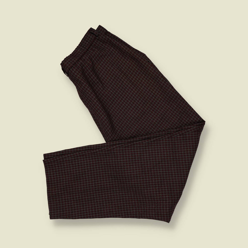 1990s | Check Tapered Trousers - Burgundy - w30