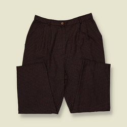 1990s | Check Tapered Trousers - Burgundy - w30