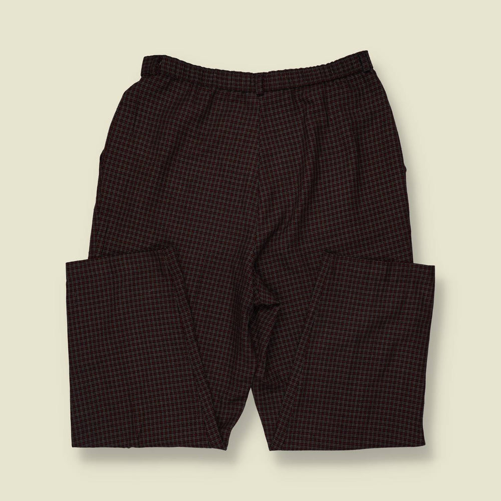1990s | Check Tapered Trousers - Burgundy - w30