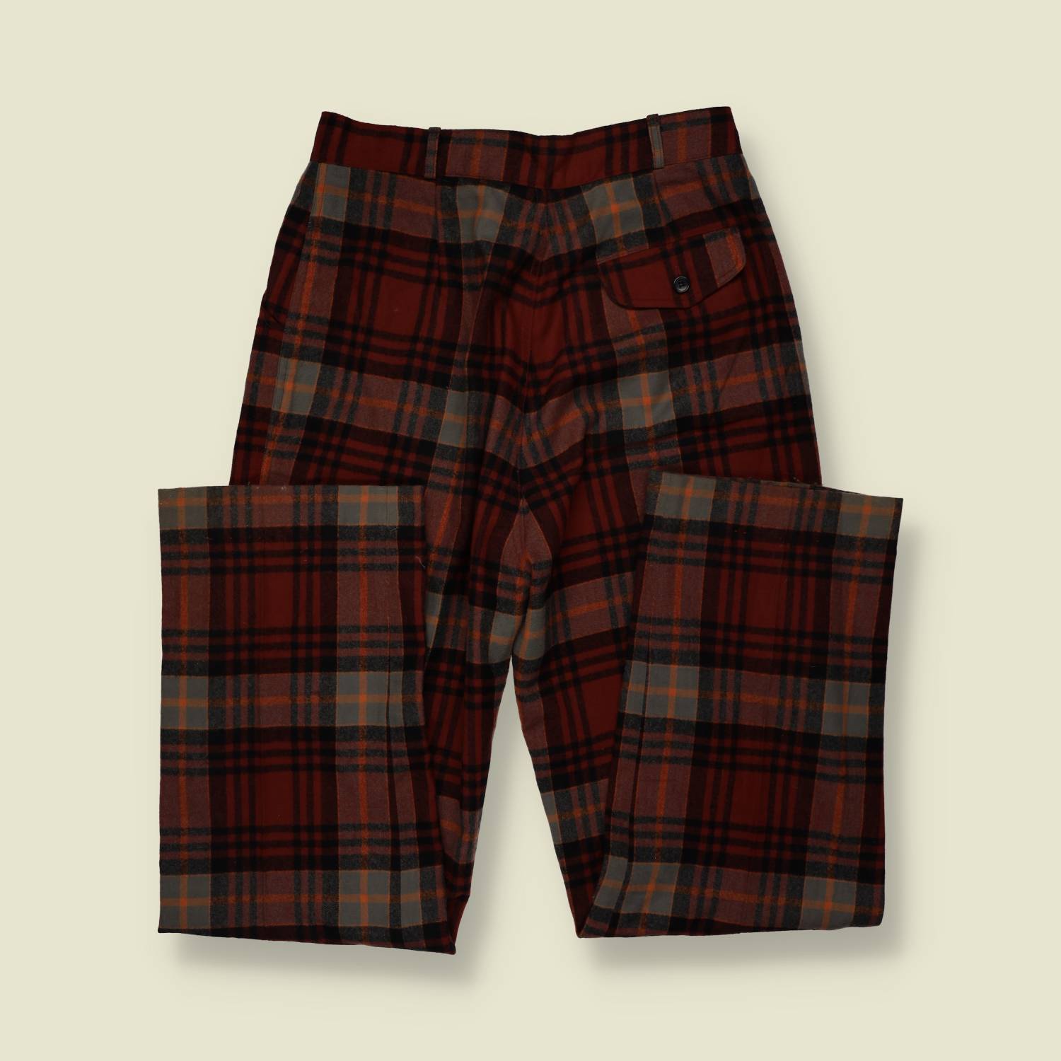 1980s | Cameau | Tartan Wide-Leg Trousers - Red - w30