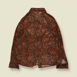1970s | Paisley & Floral Print Blouse - Brown - 10