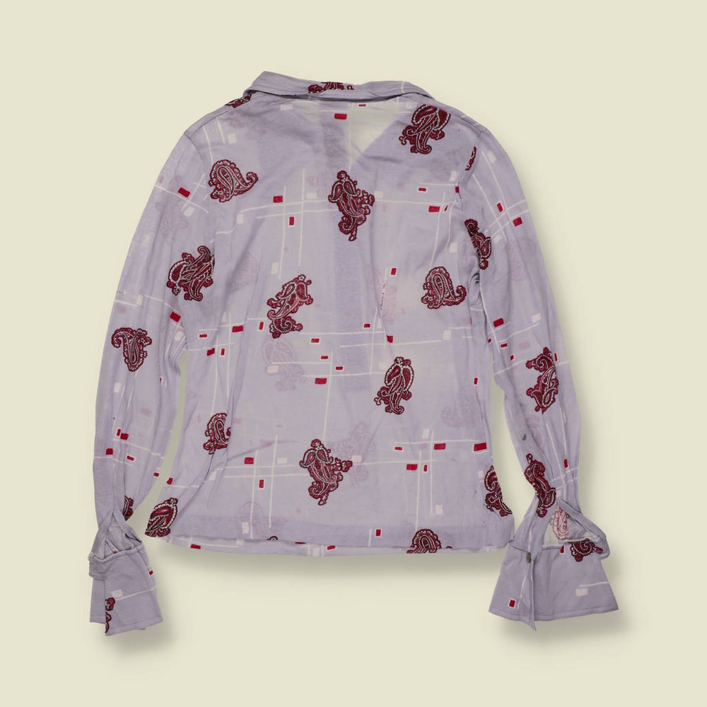 1970s | TGL | Paisley Print Blouse - Lilac - 8