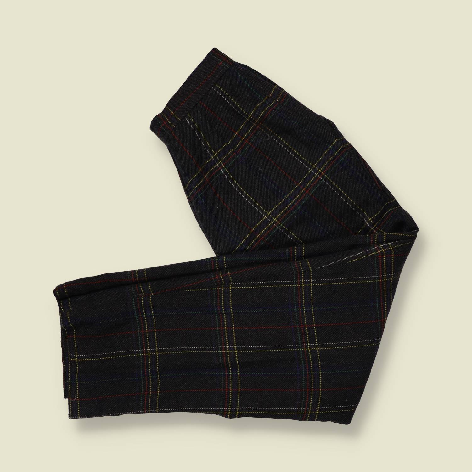 1980s | Forbes | Tartan Wide-Leg Trousers - Black - w24