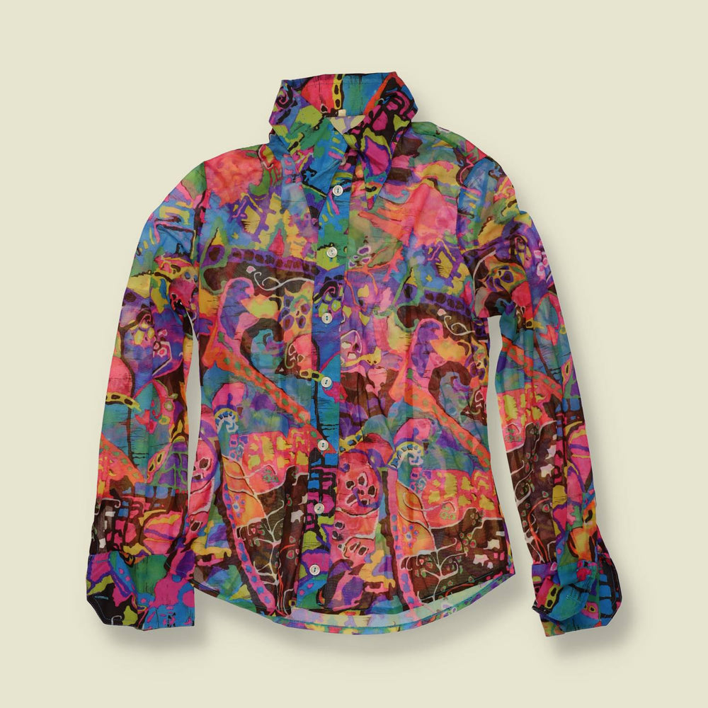 1970s | Abstract Print Blouse - Multicolour - 4