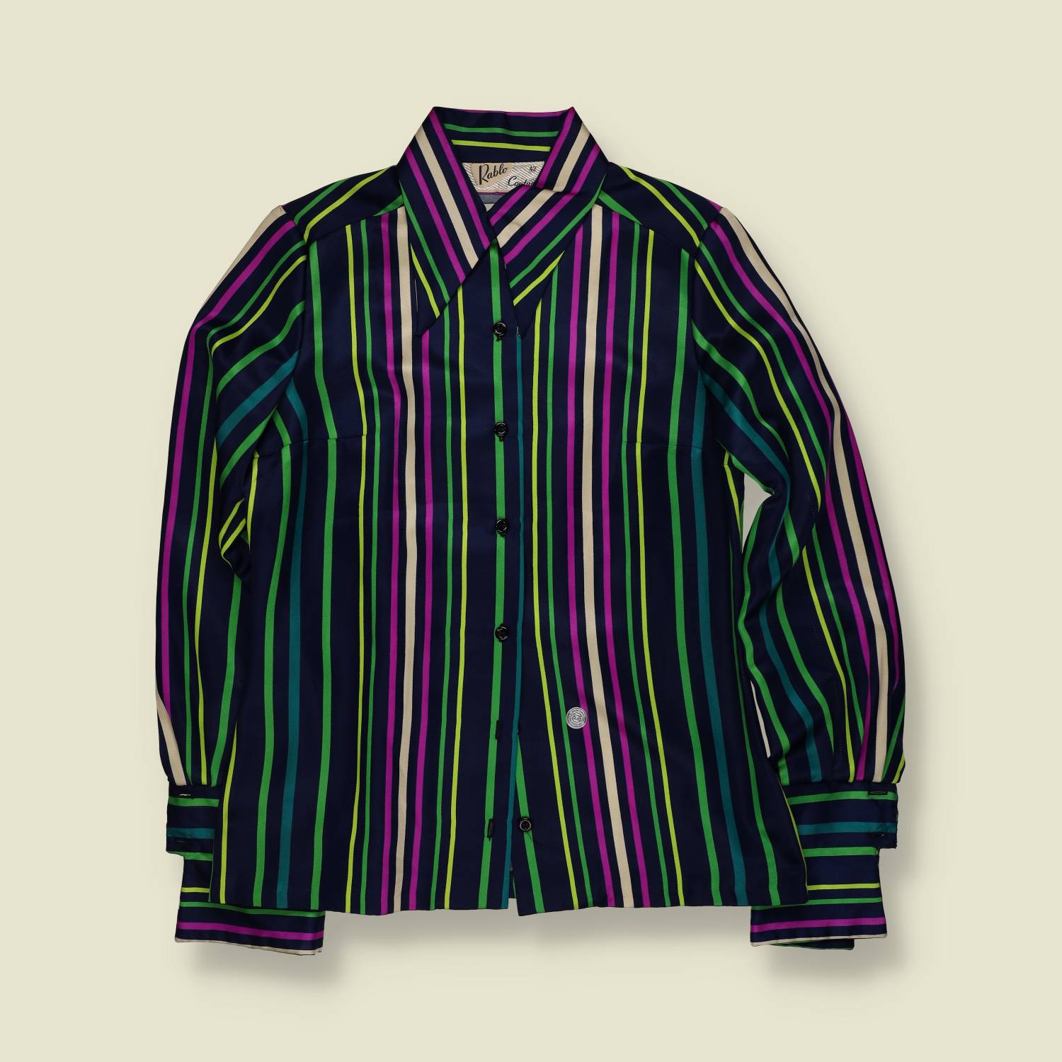 1970s | Rablo Couture | Striped Blouse - Navy - Deadstock - 14
