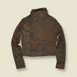 1970s | TGL | Abstract Print Cropped Blouse - Brown - Deadstock - 8