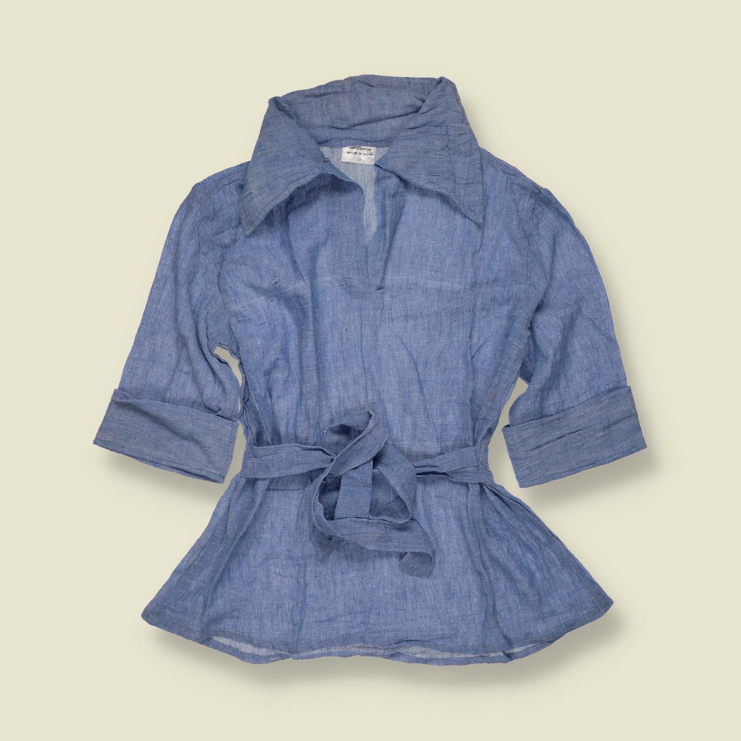 1970s | Blue Cotton Blouse - Deadstock - Made in India - 10