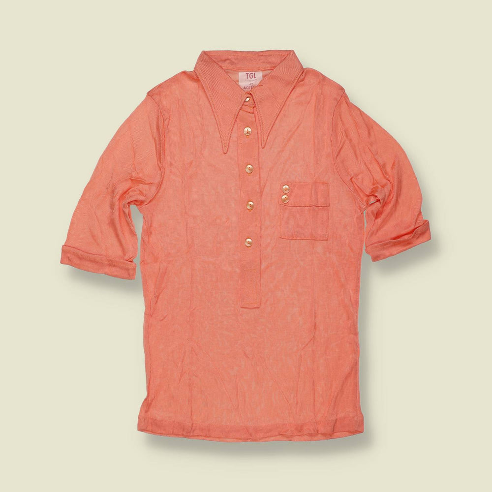 1970s | TGL | Coral Acetate Blouse - 2