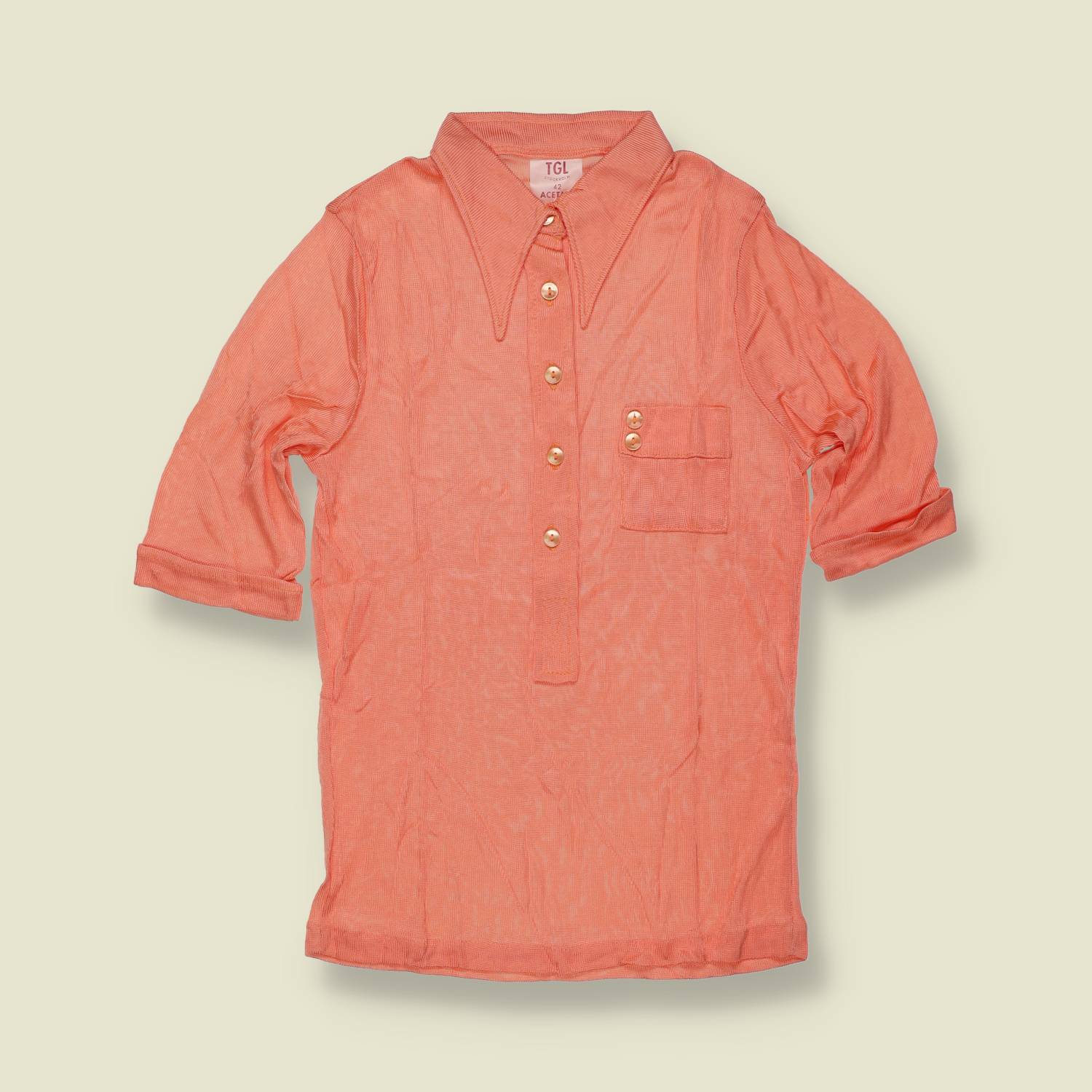 1970s | TGL | Coral Acetate Blouse - 2