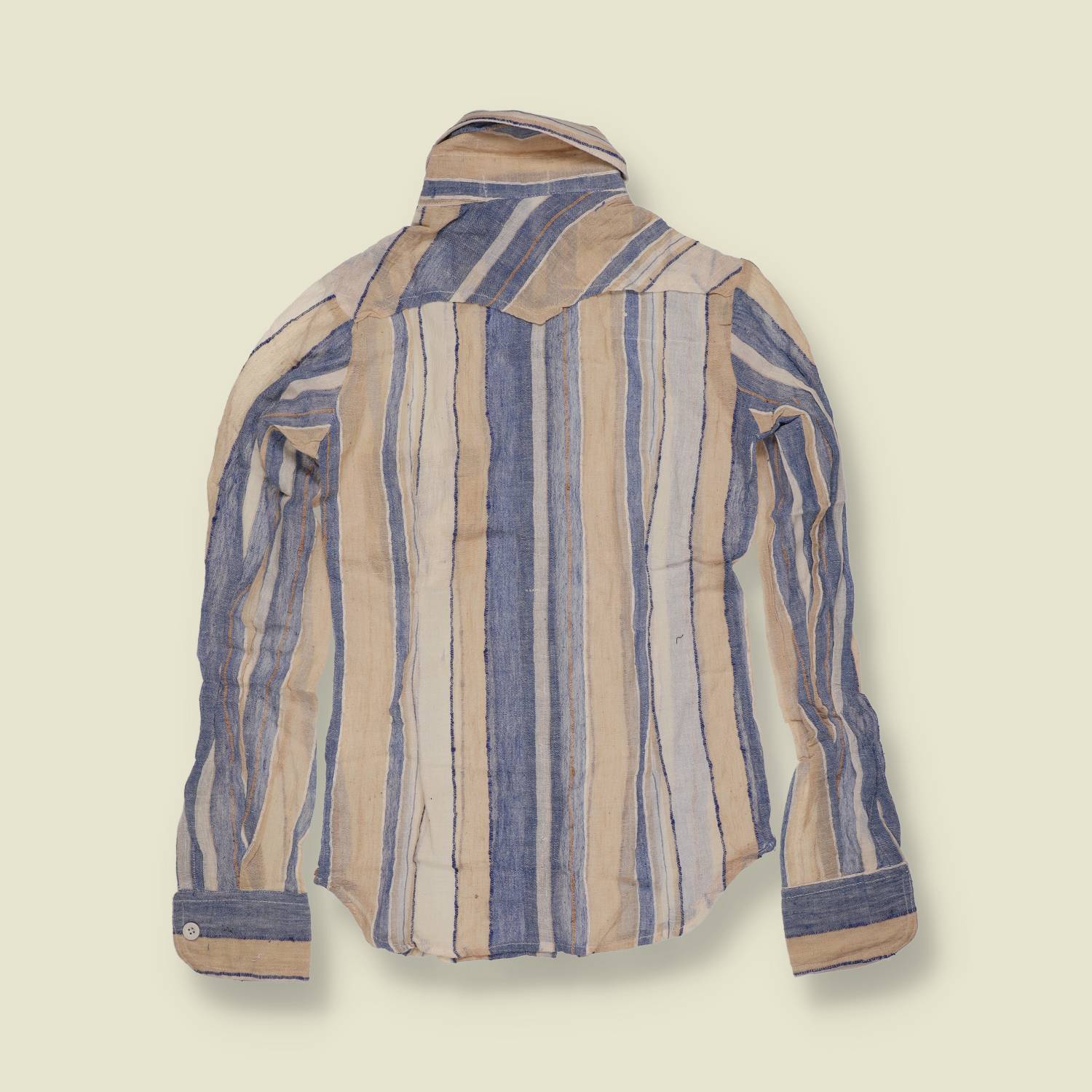 1970s | Striped Cotton Blouse - Deadstock - 4