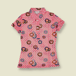 1970s | TGL | Floral Check Blouse - Pink - Deadstock - 6