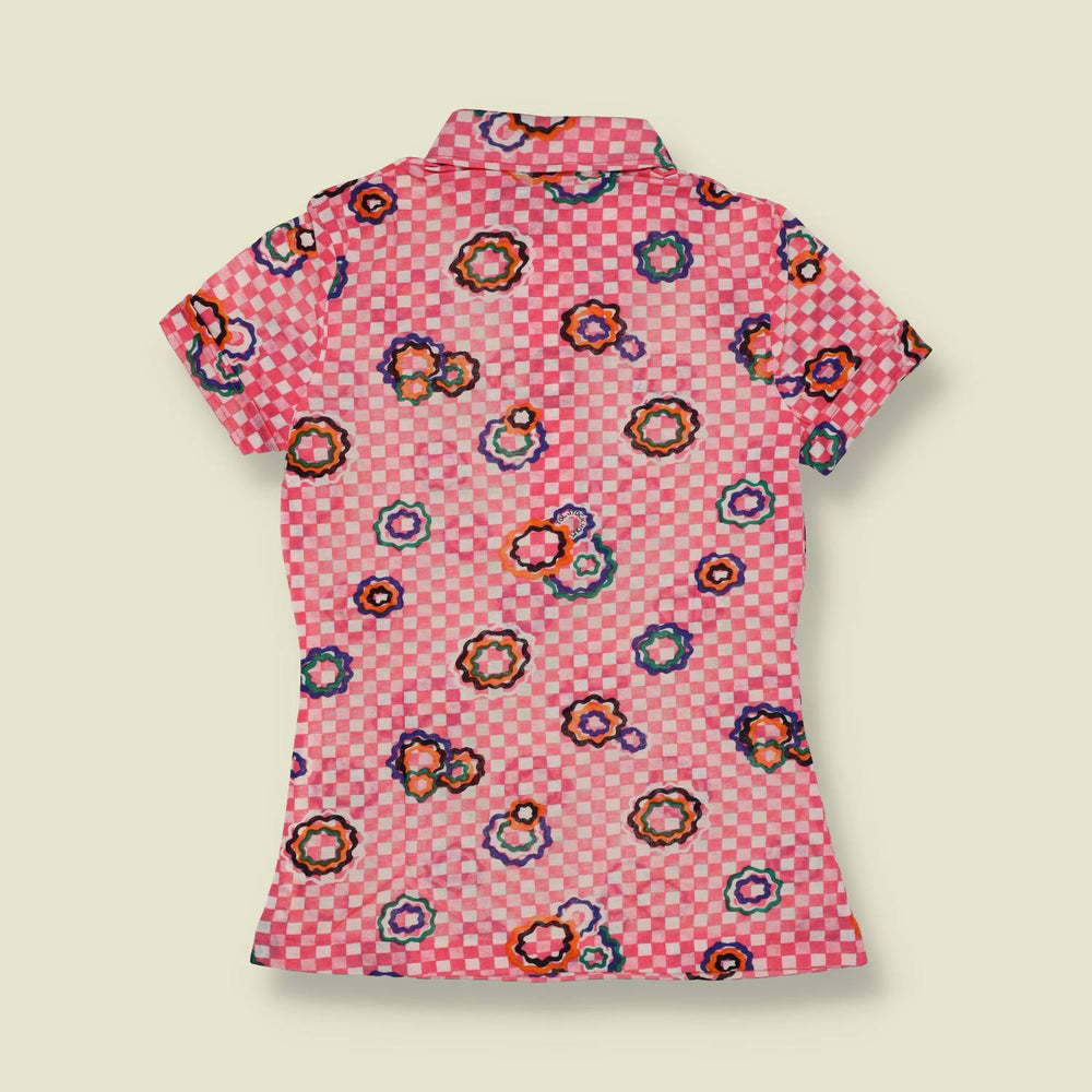 1970s | TGL | Floral Check Blouse - Pink - Deadstock - 6