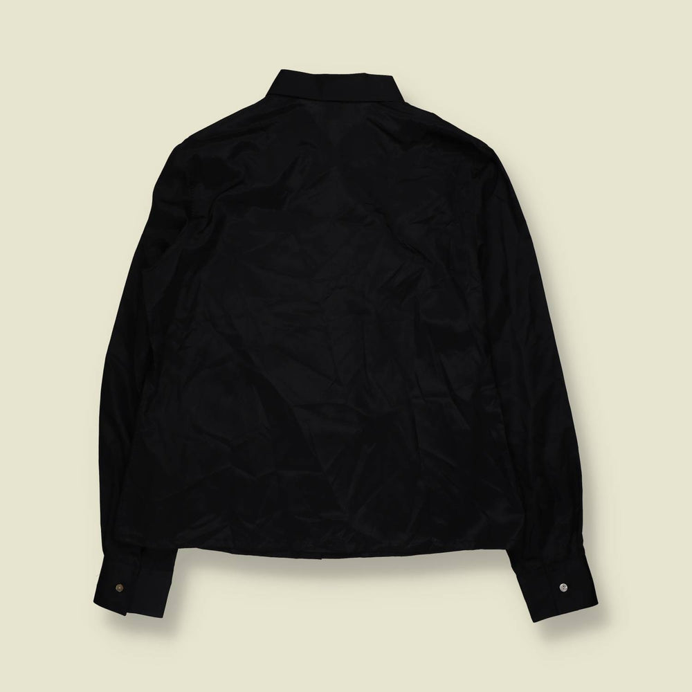1970s | Tru | Black Polyester Blouse - 14