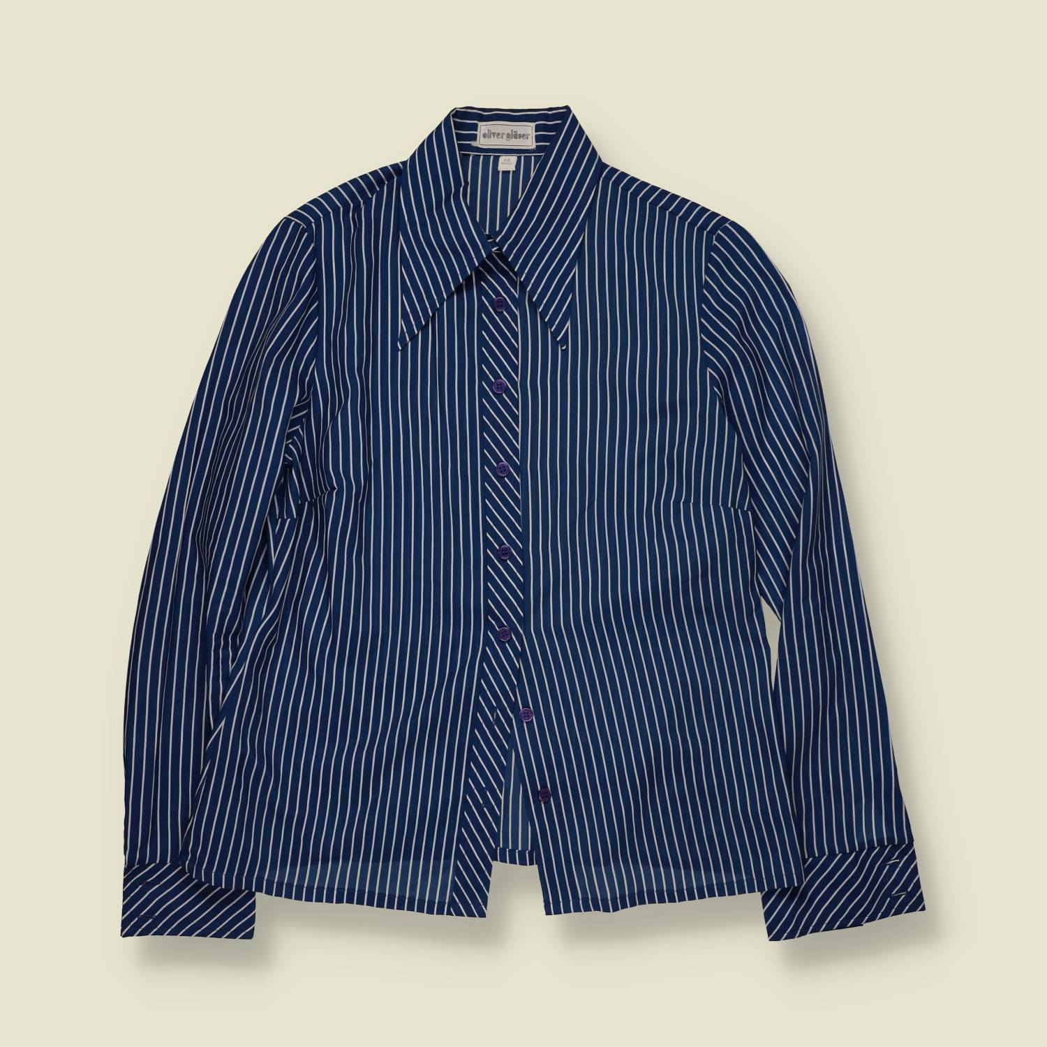 1970s | Oliver Glaser | Striped Blouse - Navy - 12