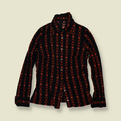 1970s | Chain Print Blouse - Black - 4