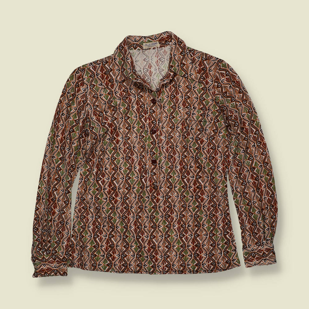 1970s | Claude Levins | Geometric Print Blouse - 8