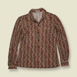 1970s | Claude Levins | Geometric Print Blouse - 8