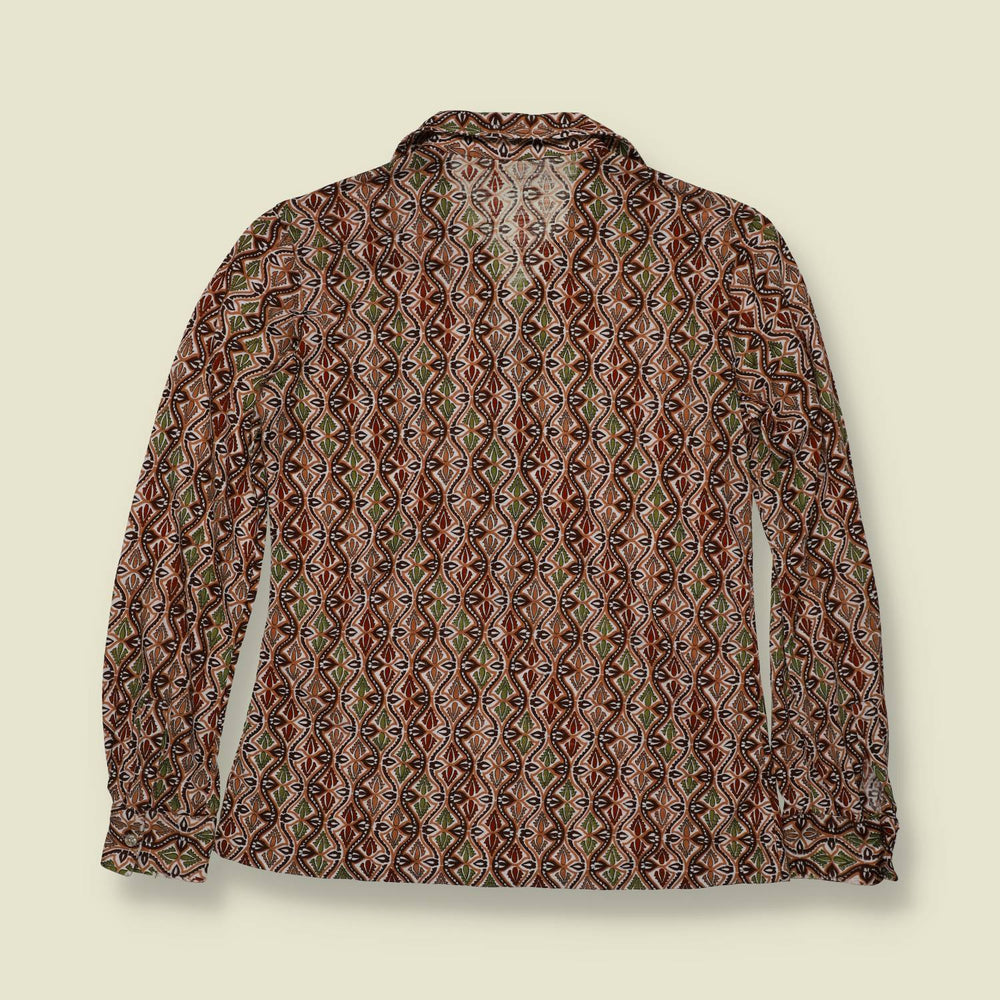 1970s | Claude Levins | Geometric Print Blouse - 8