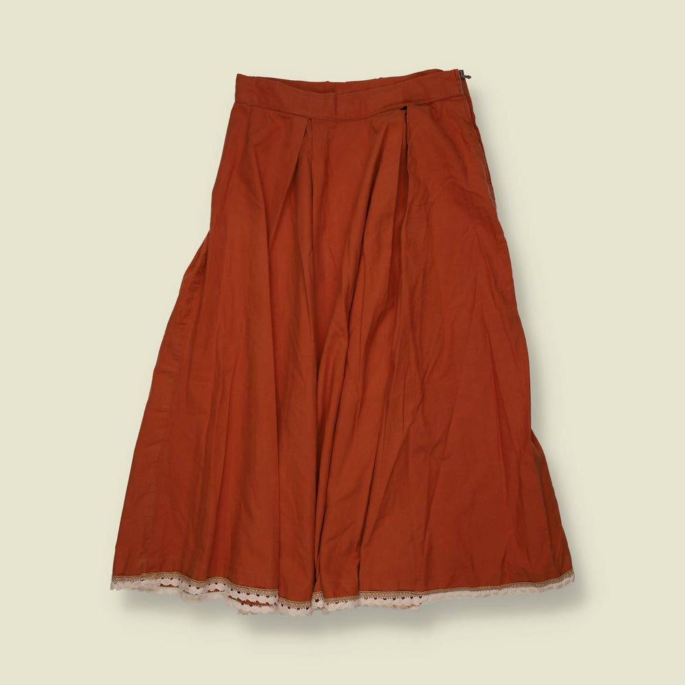 1970s | Rust Folk Skirt - w26