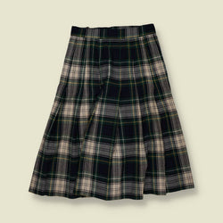 1970s | Tartan Pleated Skirt - Green - w24