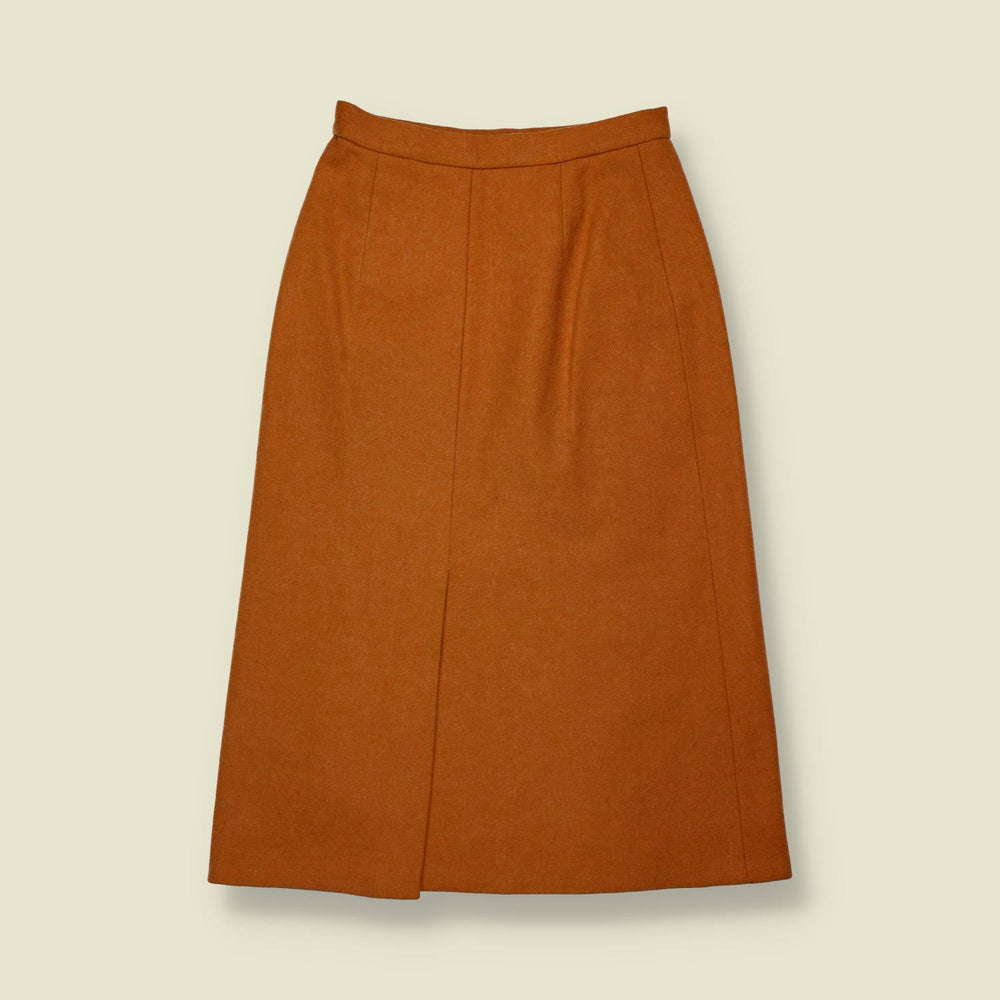 1970s | Tan Wool Blend Skirt - w26