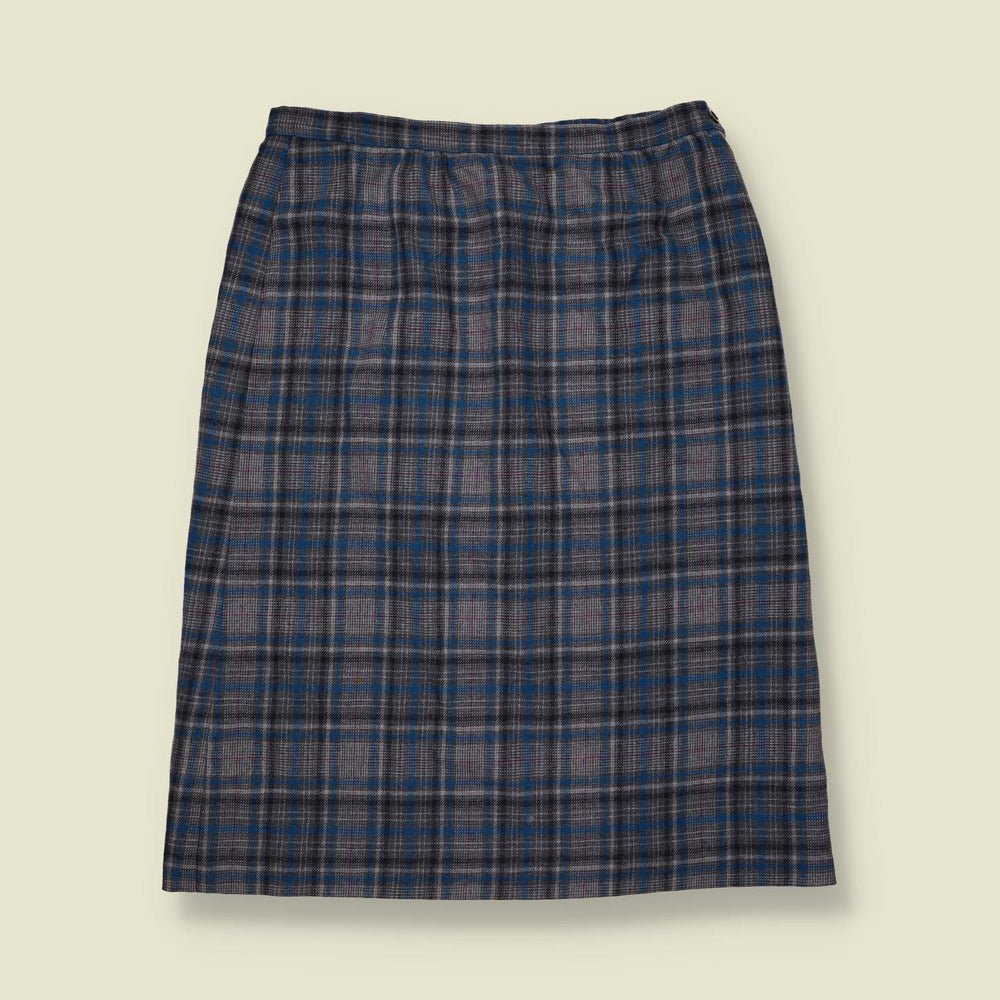 1970s | Pendleton | Check Wool Skirt - Grey - w32