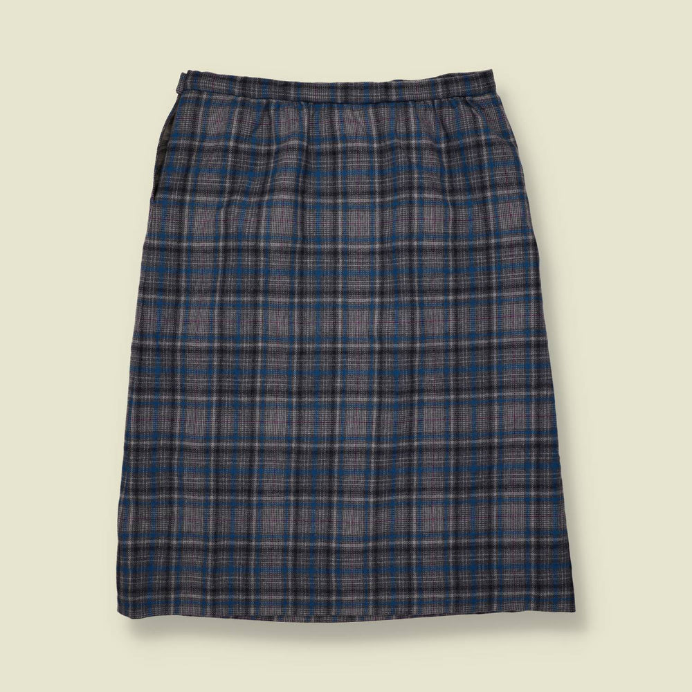 1970s | Pendleton | Check Wool Skirt - Grey - w32