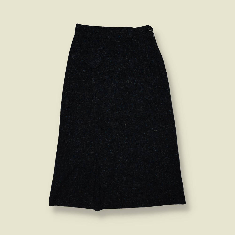 1970s | Dark Navy Wool Blend Skirt - w24