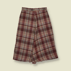 1970s | Check Wool Blend Skirt - Burgundy - w26